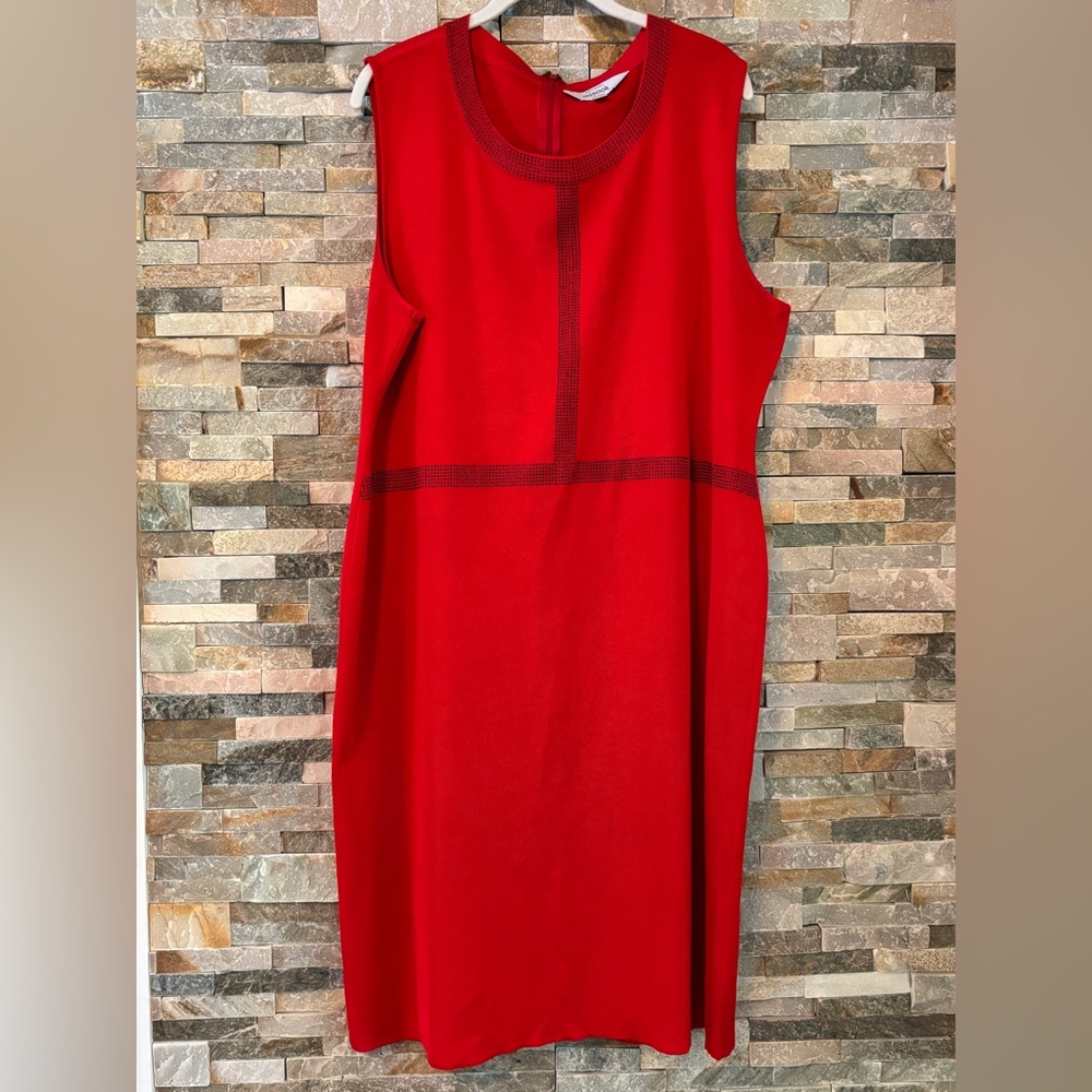 Misook Vibrant Red Midi Dress